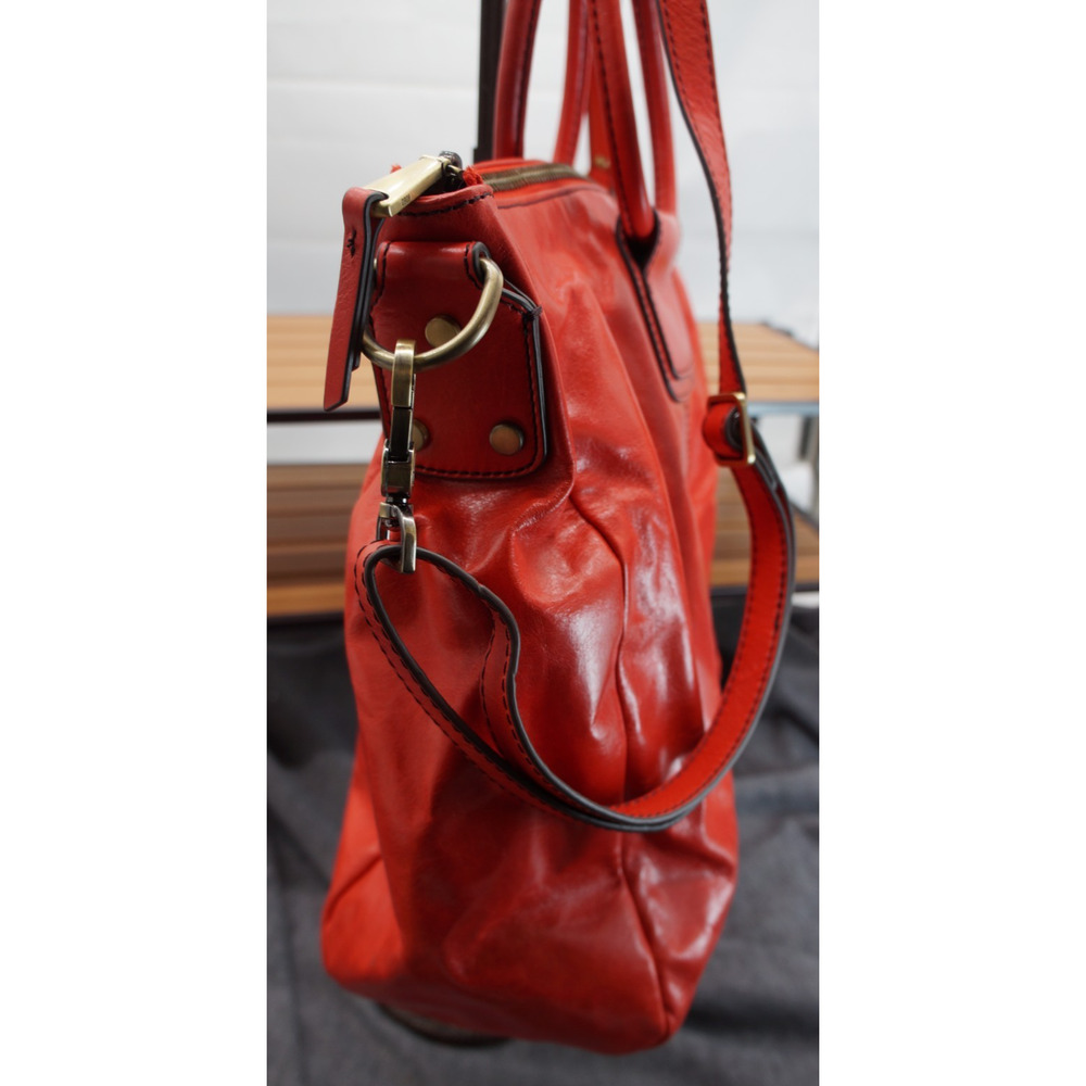 HOBO Sheila Large Satchel Crossbody Shoulder Bag Red Polished Leather Carryall - Picture 9 of 15